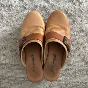 Free People Brown Leather Mules